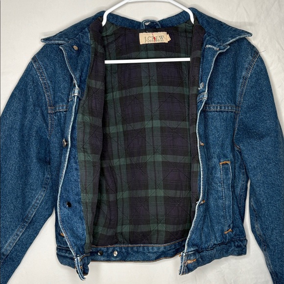Vintage 90’s J. Crew Quilted Plaid Lining Denim Trucker Jacket Giant Tag Era - Picture 7 of 12